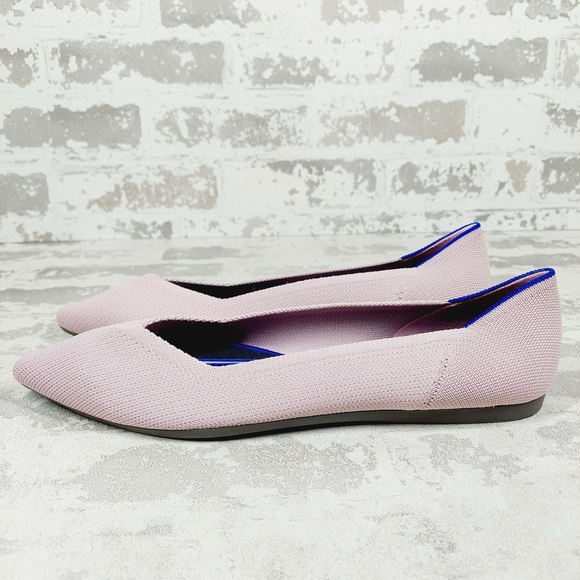 NEW Rothy's The Flat Pink Knit Pointy Toe Slip On Loafers O318